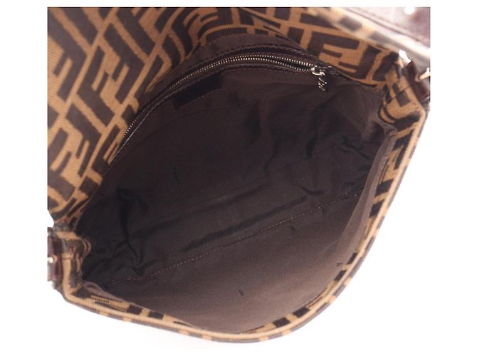 Borsa a tracolla Fendi in tela Zucca e pelle Marrone Nero - vista 3