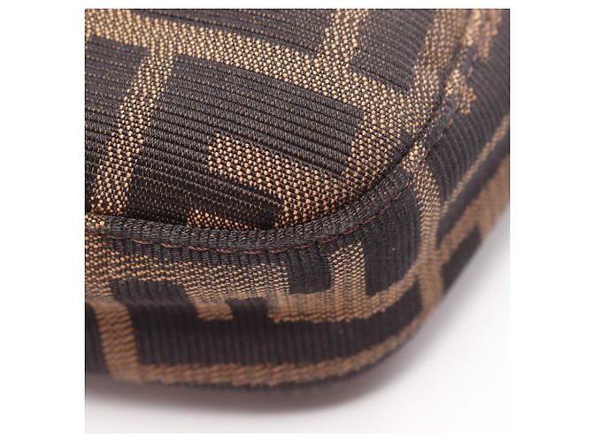 Borsa a tracolla Fendi in tela Zucca e pelle Marrone Nero - vista 5