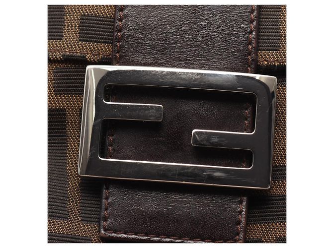 Borsa a tracolla Fendi in tela Zucca e pelle Marrone Nero - vista 7