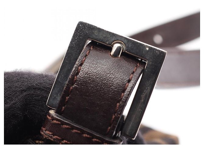 Borsa a tracolla Fendi in tela Zucca e pelle Marrone Nero - vista 8