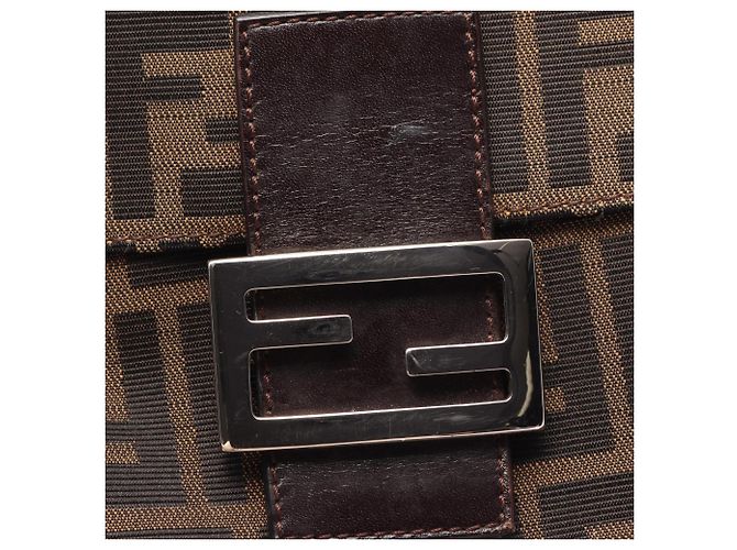 Borsa a tracolla Fendi in tela Zucca e pelle Marrone Nero - vista 9