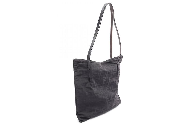 Borsa Tote Fendi Zucca nera in pelle e nylon Nero - vista 2