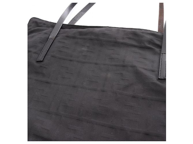 Borsa Tote Fendi Zucca nera in pelle e nylon Nero - vista 7