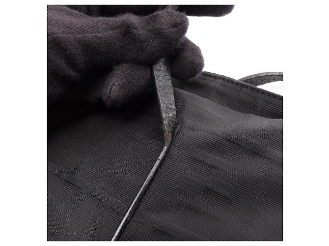 Borsa Tote Fendi Zucca nera in pelle e nylon Nero - vista 9