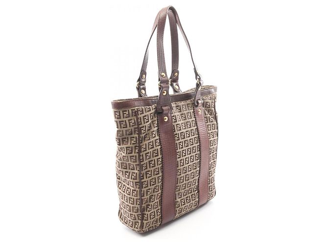 Fendi Zucchino Tote Bag Braun Beige - Ansicht 2