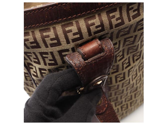 Fendi Zucchino Tote Bag Braun Beige - Ansicht 6