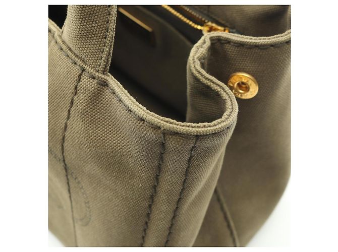 Prada Canapa Tote Bag aus Khaki-Canvas - Ansicht 10