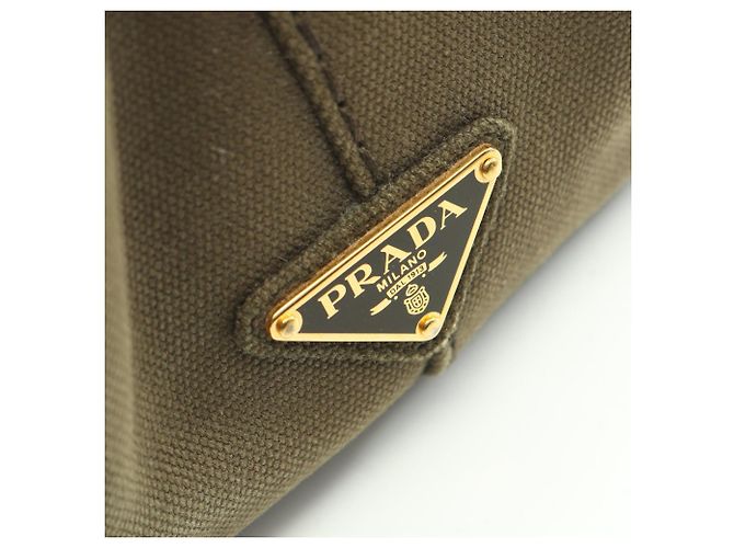 Prada Canapa Tote Bag aus Khaki-Canvas - Ansicht 11