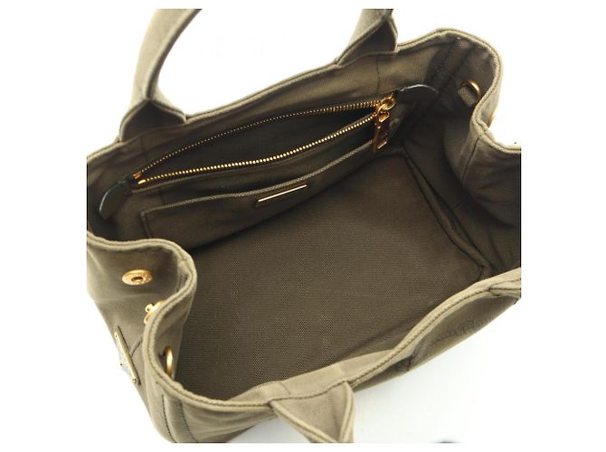 Prada Canapa Tote Bag aus Khaki-Canvas - Ansicht 3