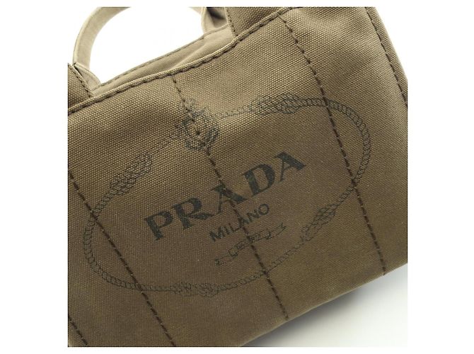 Prada Canapa Tote Bag aus Khaki-Canvas - Ansicht 9