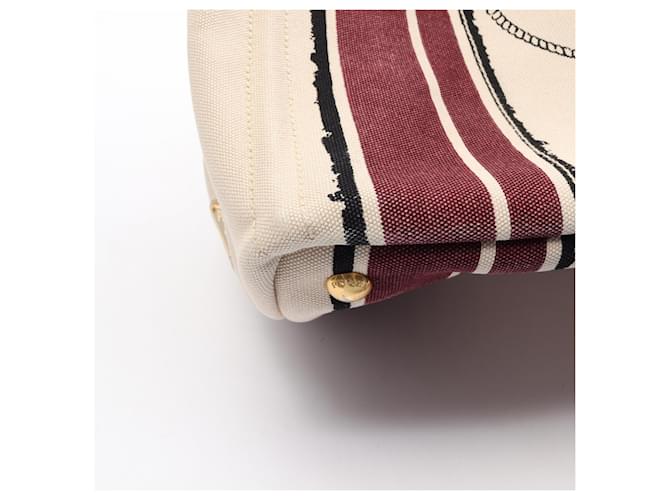 Borsa Tote Prada Canapa Nero Beige Bordò - vista 14