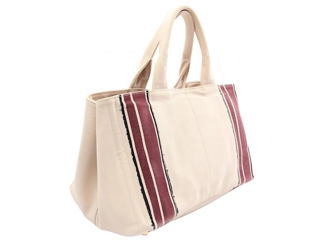 Borsa Tote Prada Canapa Nero Beige Bordò - vista 2