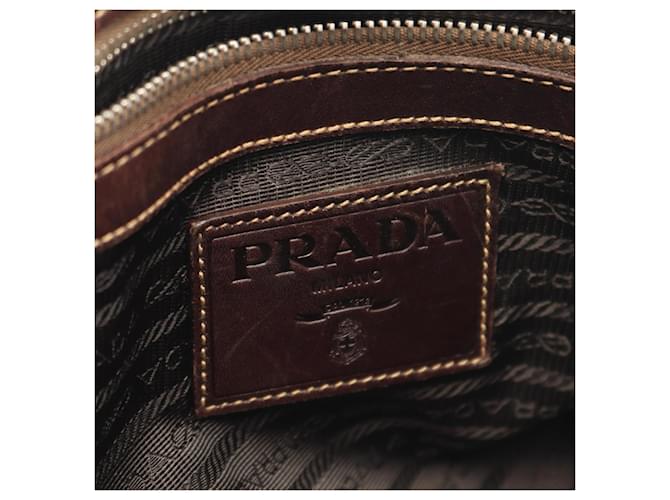 Borsa a tracolla PRADA LOGO JACQUARD Marrone Beige - vista 4