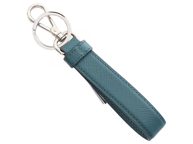 Portachiavi in pelle Saffiano Prada Argento Verde - vista 2