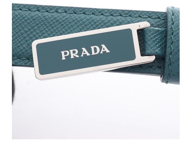 Portachiavi in pelle Saffiano Prada Argento Verde - vista 3