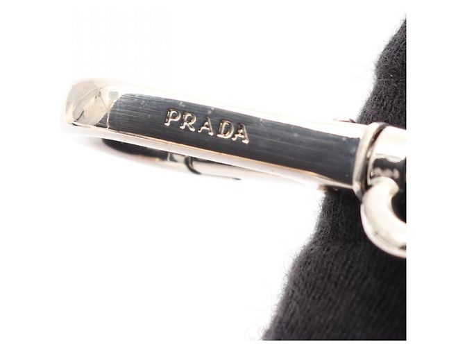 Portachiavi in pelle Saffiano Prada Argento Verde - vista 4