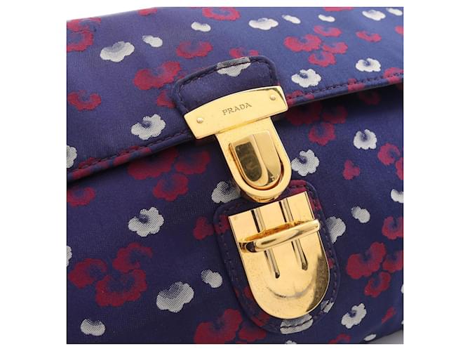 Borsa a tracolla in nylon Prada Bianco Rosso Blu navy - vista 5