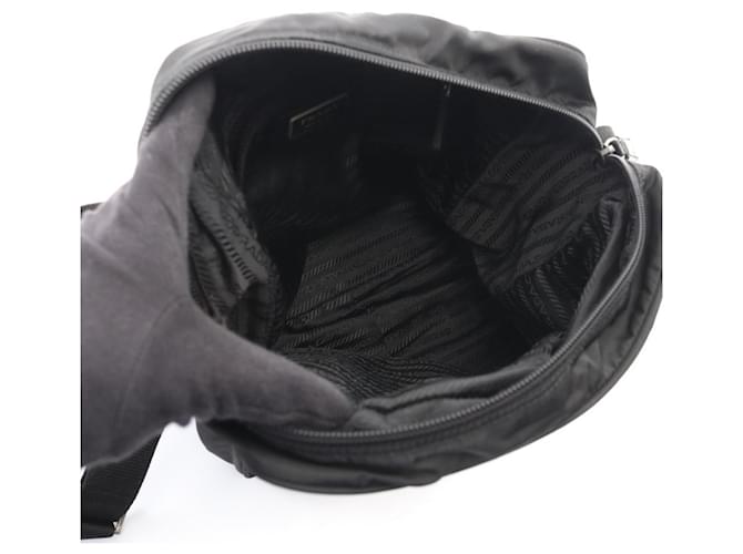 Borsa a tracolla con logo Triangle Prada Nero - vista 3
