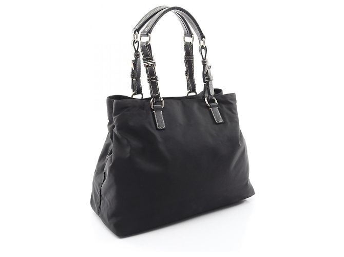 Sac cabas Prada avec logo Triangle Noir - vue 2
