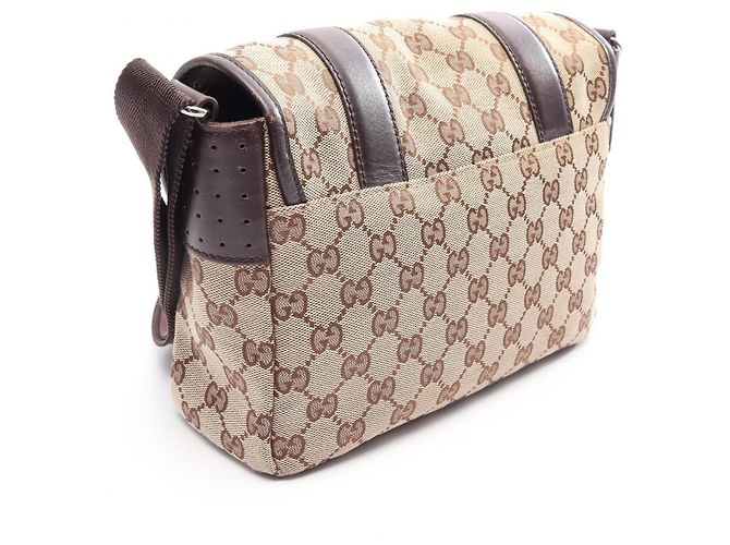 Borsa a Spalla Gucci GG Canvas Marrone Beige - vista 2