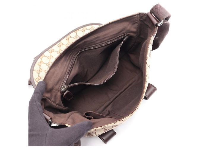 Borsa a Spalla Gucci GG Canvas Marrone Beige - vista 3
