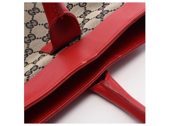 Borsa Tote Gucci GG Canvas Nero Rosso Beige - vista 11