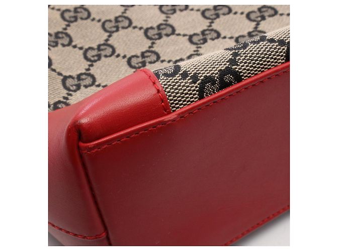 Borsa Tote Gucci GG Canvas Nero Rosso Beige - vista 5