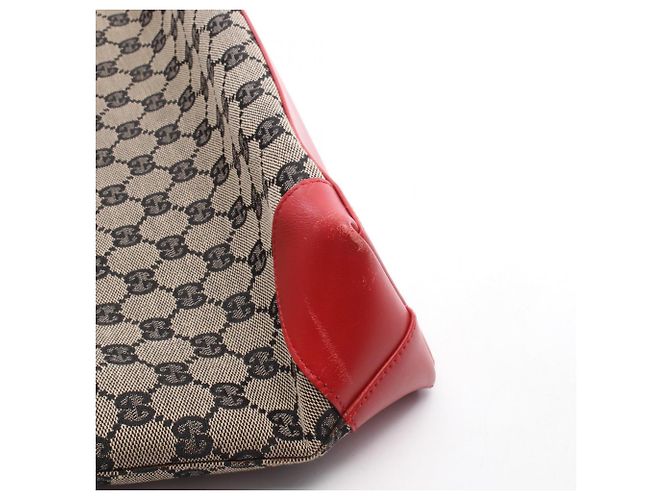 Borsa Tote Gucci GG Canvas Nero Rosso Beige - vista 8