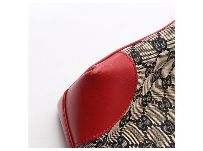 Borsa Tote Gucci GG Canvas Nero Rosso Beige - vista 9