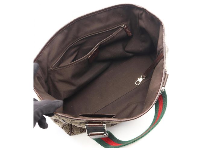 Borsa Gucci GG Canvas Horsebit Sherry Line Marrone Multicolore Beige - vista 3