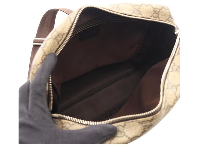 Borsa a Spalla Gucci GG Supreme Marrone Beige - vista 3