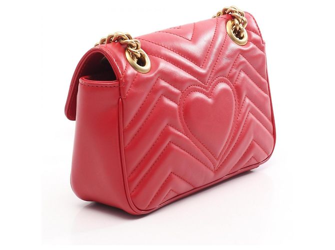 Borsa a mano in pelle Gucci GG Marmont Rosso - vista 2