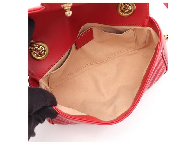 Borsa a mano in pelle Gucci GG Marmont Rosso - vista 3