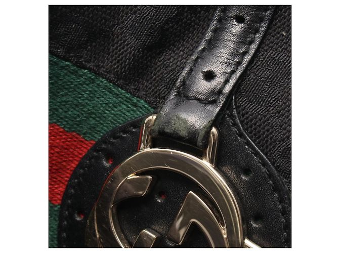 Borsa a tracolla in tela Gucci Interlocking G Nero Rosso Verde - vista 7
