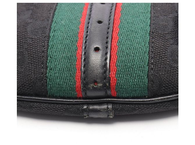 Borsa a tracolla in tela Gucci Interlocking G Nero Rosso Verde - vista 8
