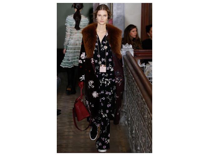 Valentino Blusa de seda floral Pre-Fall 2017 Negro Rosa - vista 2
