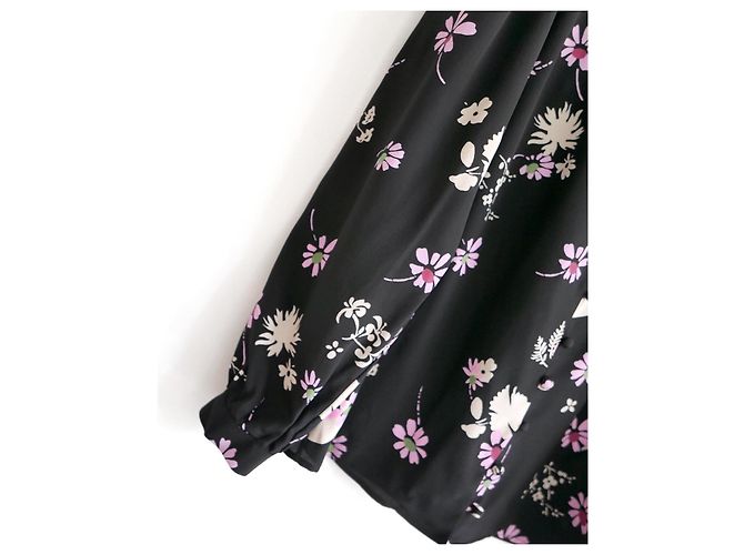 Valentino Blusa de seda floral Pre-Fall 2017 Negro Rosa - vista 4