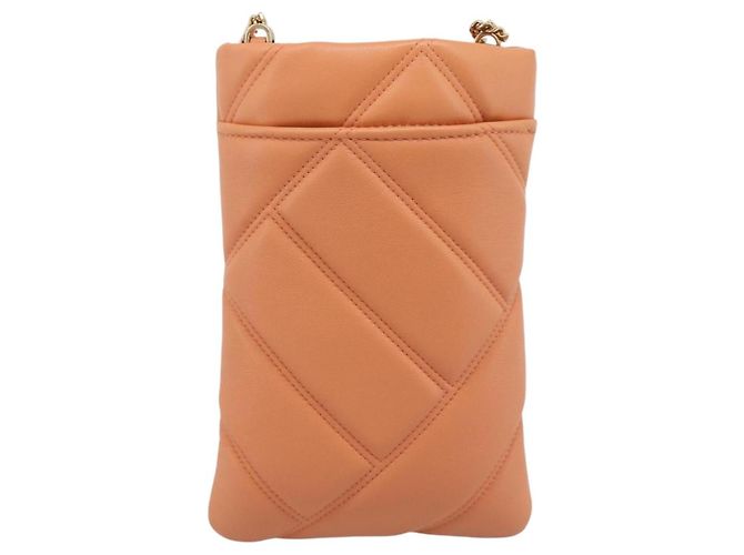 Bulgari Bvlgari Serpenti Cabochon Handyhalter mit diagonaler gesteppter Lederkette Orange - Ansicht 2