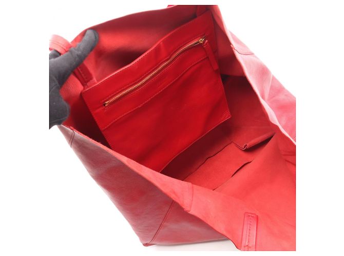 Céline Celine Horizontale Cabas Tote Tasche aus rotem Leder - Ansicht 3