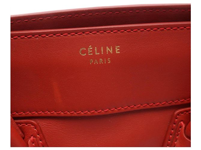Céline Borsa Celine Luggage Mini Shopper Rosso - vista 4