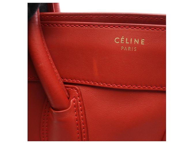 Céline Borsa Celine Luggage Mini Shopper Rosso - vista 5