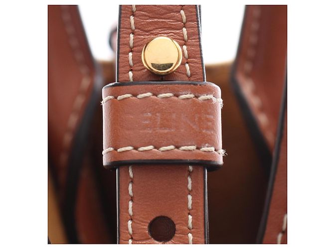 Céline Celine Mini Vertikaler Triomphe Cabas Handtasche Braun Roh - Ansicht 4