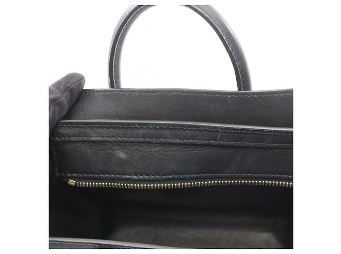 Céline Borsa a 2 modi Celine Luggage Nano Shopper Nero Bianco Cachi - vista 5