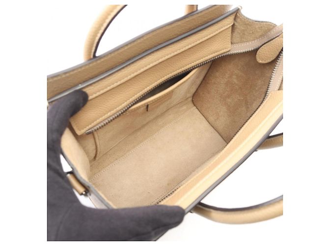 Céline Borsa a mano Celine Luggage Nano Shopper Beige - vista 3