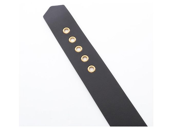 Cintura Christian Dior in pelle nera con fibbia D Nero - vista 3