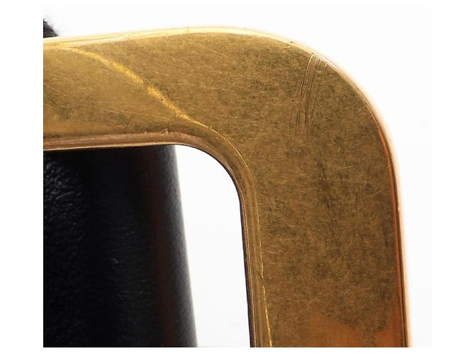 Cintura Christian Dior in pelle nera con fibbia D Nero - vista 5