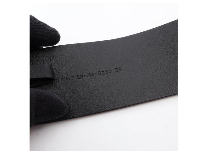 Cintura Christian Dior in pelle nera con fibbia D Nero - vista 6