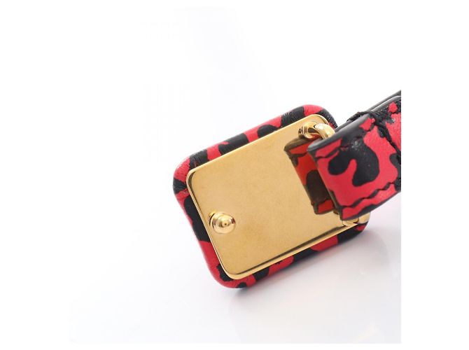 Christian Dior Gürtel aus Leder mit Leopardenmuster Schwarz Rot - Ansicht 5