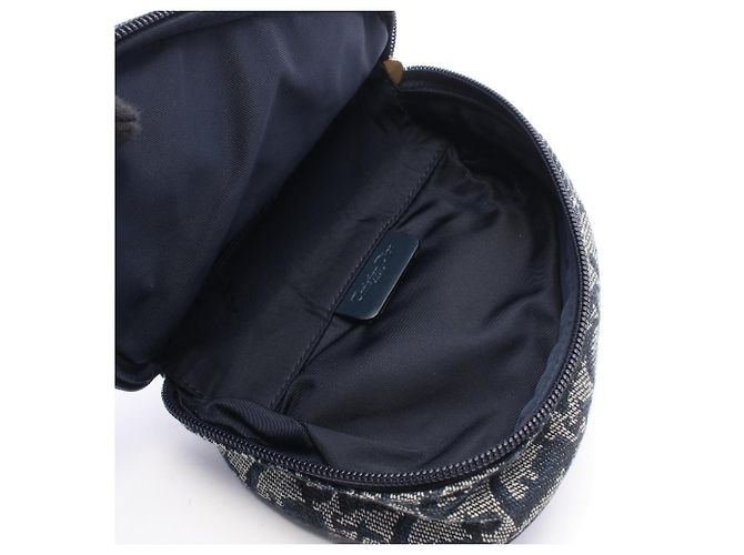Borsa Christian Dior Dior Saddle Pouch Mini Trotter Beige Blu navy - vista 3