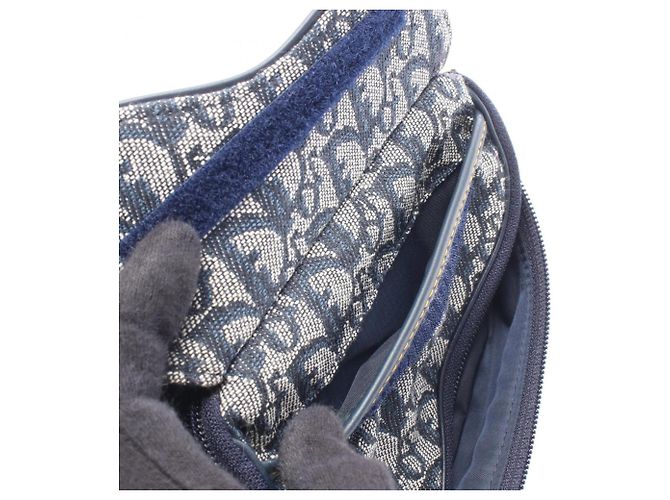 Borsa Christian Dior Dior Saddle Pouch Mini Trotter Beige Blu navy - vista 5